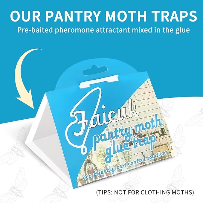 Faicuk Pantry Moth Traps with Pheromone Attractant for Home, Kitchen, and Storeroom Odorless
