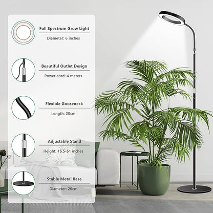 Grow Lights for Indoor Plants, Full Spectrum Floor Standing Plant Lights with 68" Stand for Growing