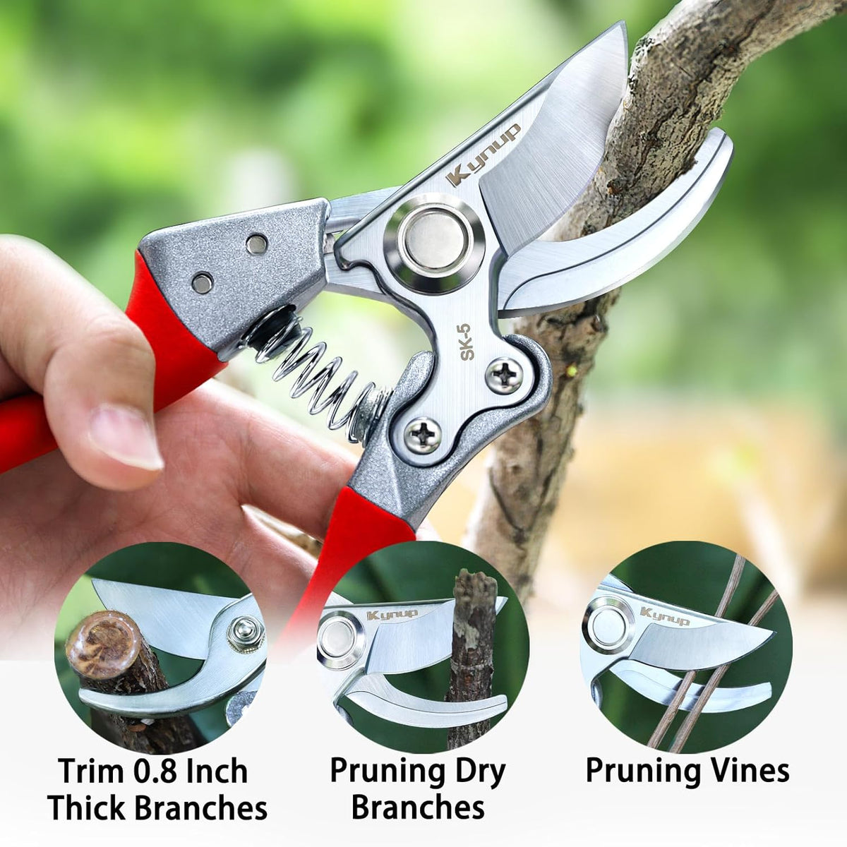 Kynup Pruning Shears, Gardening Scissors, Pruners for Gardening, Garden Grass Clippers Hand Hedge