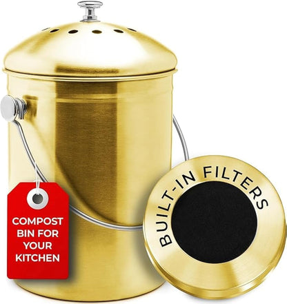 EPICA Countertop Compost Bin Kitchen | 1.3 Gallon | Odorless Composting Bin with Carbon Filters |