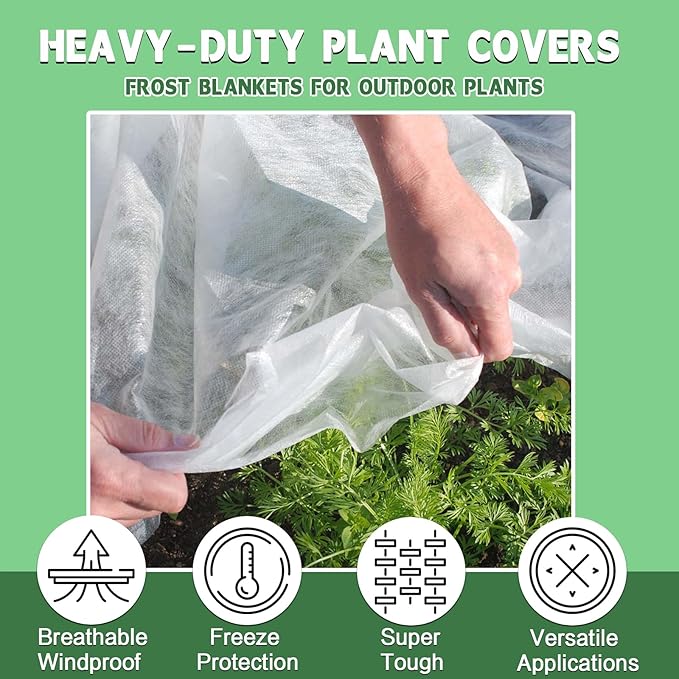 Plant Covers Freeze Protection, 10'x 30' Frost Cloth for Outdoor Plants, Winter Plant Cover for