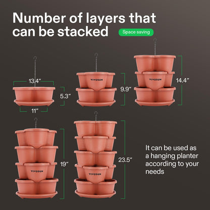 VIVOSUN 2-Pack 5 Tier Vertical Gardening Stackable Planter for Strawberries