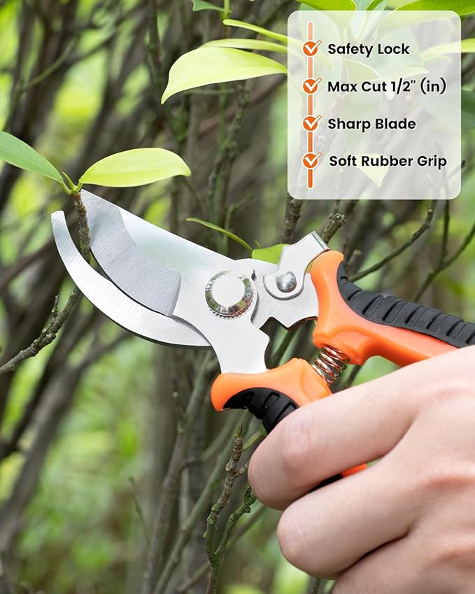 Garden Tool Set, 7 Piece Stainless Steel Heavy Duty Gardening Tool Set, with Non-Slip Rubber Grip