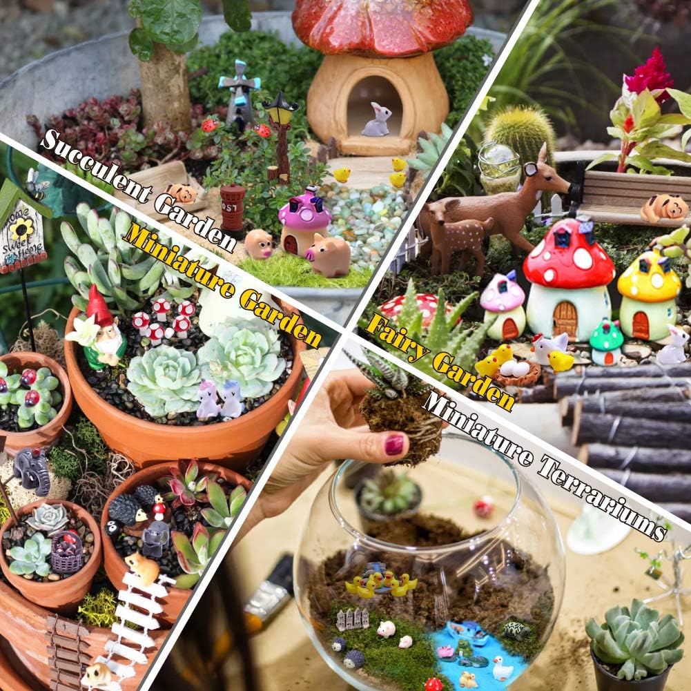 Dracarys Selected 100 Pcs Fairy Garden Accessories, Mini Resin Animals, Miniature Figurines, Micro