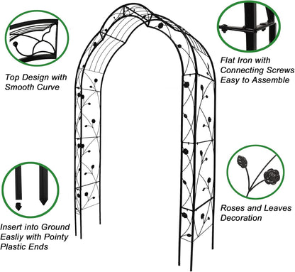 Metal Garden Arch, Garden Arch Trellis for Climbing Plants Outdoor, Garden Arbor for Weddings Party