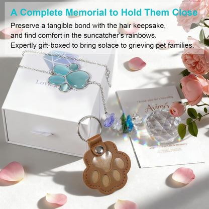 Pet Memorial Gifts for Loss of Dog or Cat, AVIMO Crystal Suncatcher with Rainbow Light Effect and