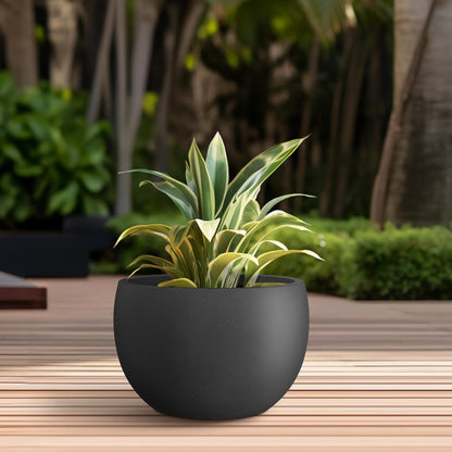 Kante 15.7" Dia Round Concrete Planter, Outdoor/Indoor Large Bowl Plant Pots with Drainage Hole and