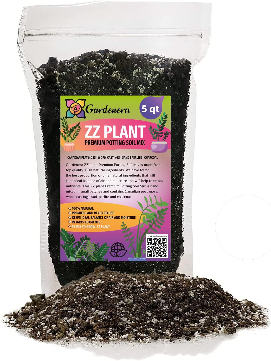 Gardenera Premium ZZ Plant Organic Potting Blend - Sustainable Growth & Revitalized Soil Ecosystem