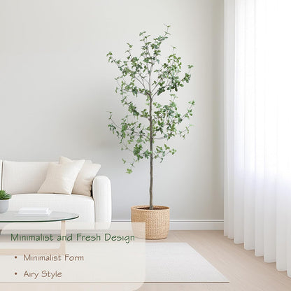 Bellacat 6ft Faux Quince Leaf Tree with Lifelike Leaves & Realistic Trunks, 72in Artificial Quince
