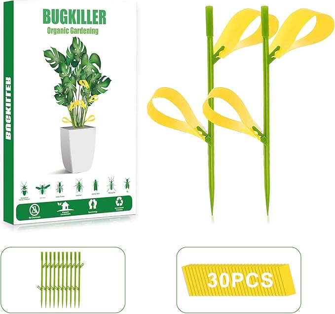 30PCS Fruit Fly Traps for Indoors Gnat Traps for House Indoor Yellow Sticky Traps for Plants