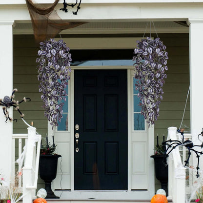 BLEUM CADE Fake Hanging Plants, 4pcs Artificial Hanging Plant, Faux Deep Purple Vines Hanging Plant