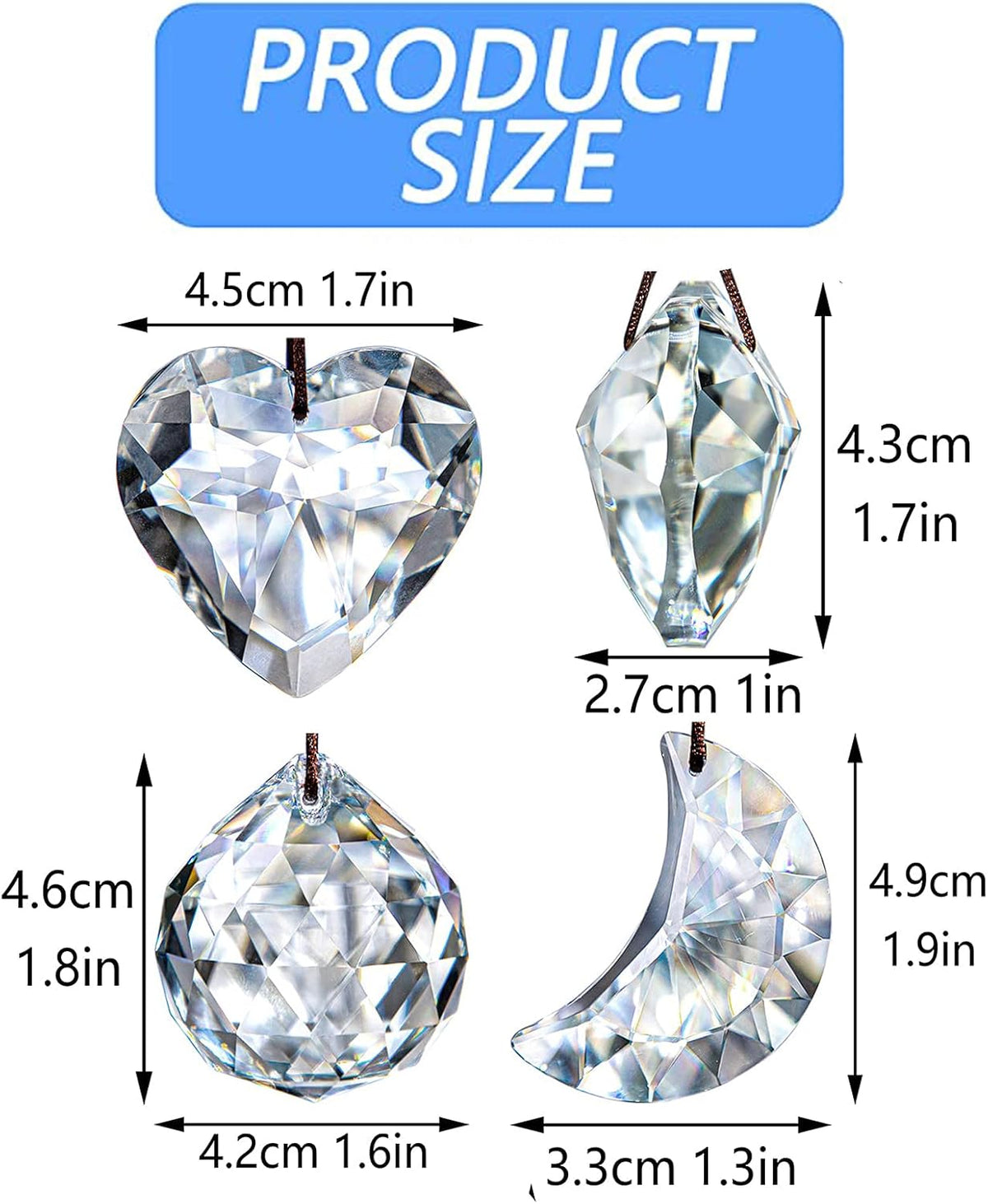 H&D HYALINE & DORA Clear Suncatcher Crystal Prism Ball Heart Moon Window Decor Ornament,Hanging