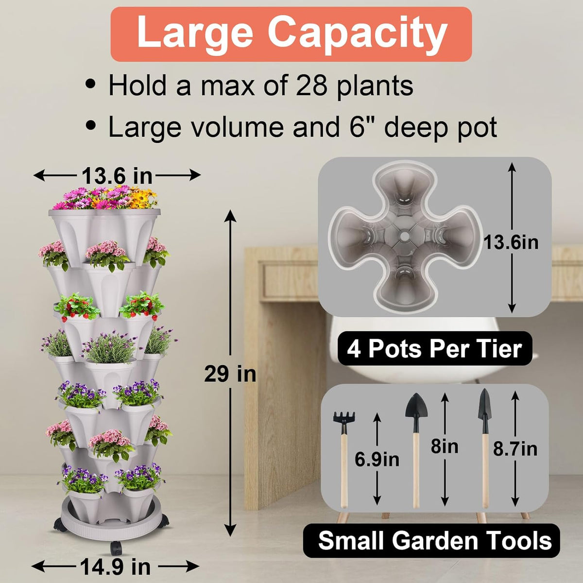 Vertical Planter 7 Tier Stackable Planters Garden Planters Strawberry Herb Flower and Vegetable