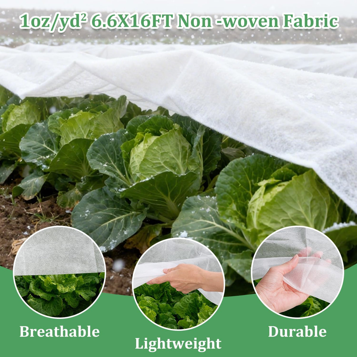 Plant Covers Freeze Protection 6.6 ft x 16 ft Floating Row Cover 1oz/yd² Garden Fabric Plant Cover