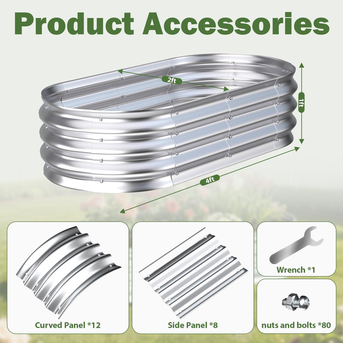 Tegarbed Galvanized Raised Garden Bed Outdoor, 4x2x1ft(2Pack) Metal Heavy Duty Planter Boxes for