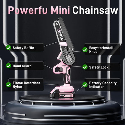 Cordless Mini Chainsaw 21V,6In Electric Chainsaw,Handheld & Portable Power Chain Saw for Tree