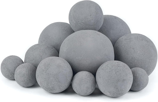 Skyflame 12PCS Fireplace Ceramic Balls, Mixed of 4 Sizes Fire Pit Balls Set for Indoor and Outdoor