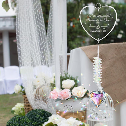 Engagement Gifts for Couples, Crystal Suncatcher for Newly Engaged, Hanging Crystal Gift Ornament