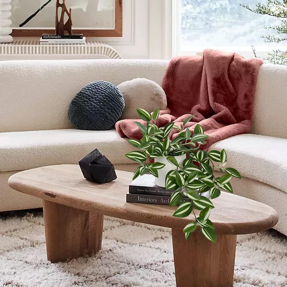 Fake Hanging Plants, 20 Inch Artificial Ivy Plant in Ceramic Pot Faux Vine Potted for Home Bedroom