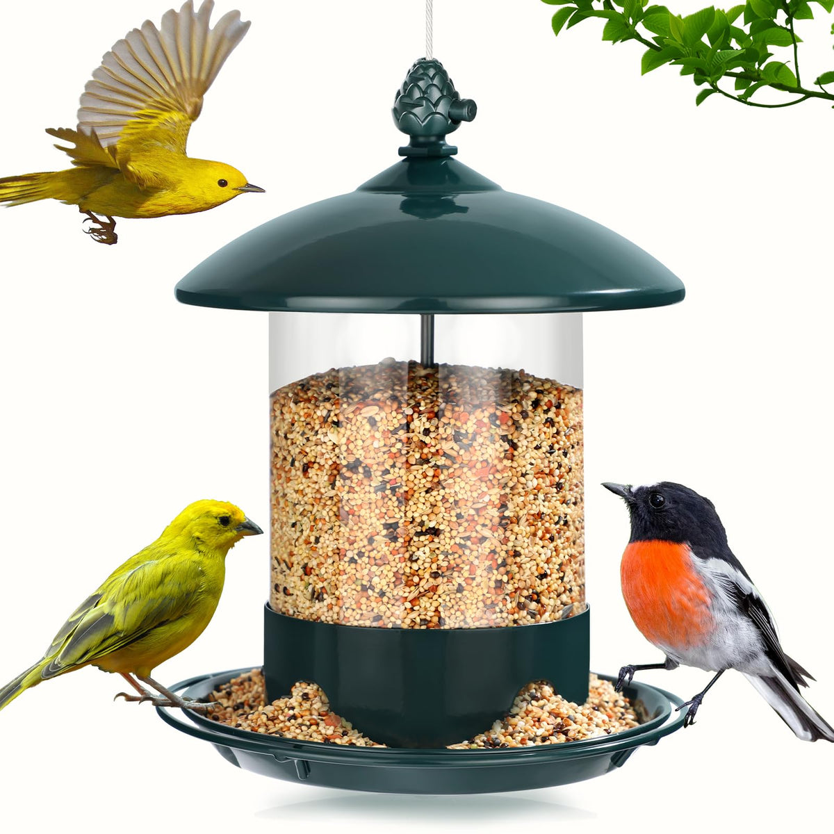 Gbekery Metal Bird Feeders for Outdoors Hanging, Weather Resistant Wild Bird Feeder with 360 Degree