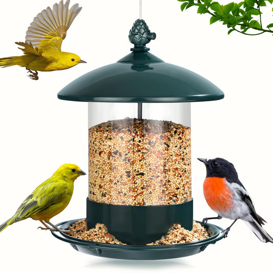 Gbekery Metal Bird Feeders for Outdoors Hanging, Weather Resistant Wild Bird Feeder with 360 Degree