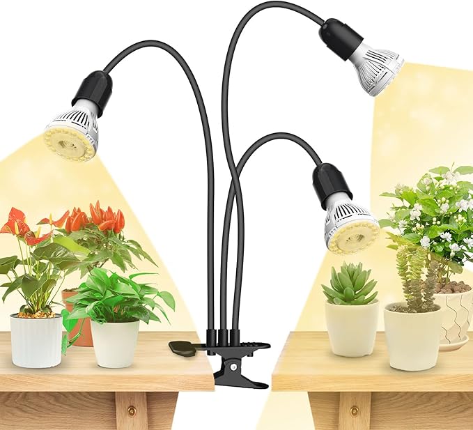 SANSI LED Grow Lights for Indoor Plants, 450W Full Spectrum 3-Head Gooseneck Grow Lamp with Ceramic