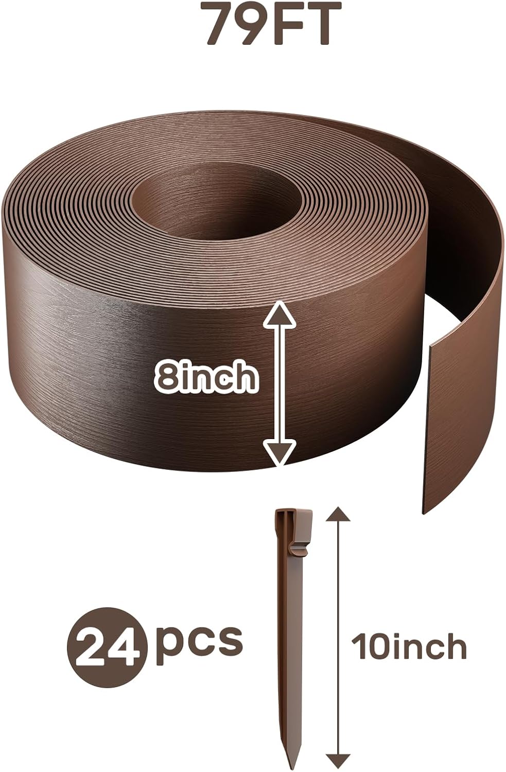 AGTEK 78FT Plastic Landscape Edging Coil Kit, 8 inch High Terrace Board Garden Edging Border with