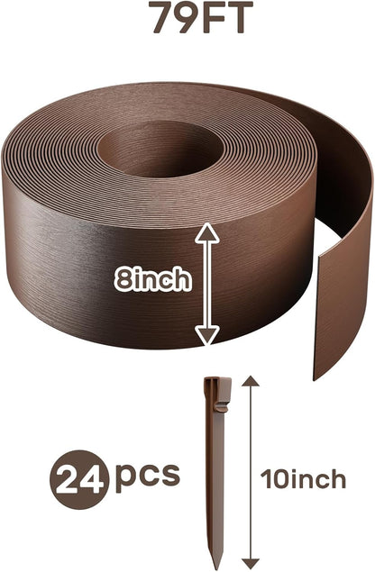 AGTEK 78FT Plastic Landscape Edging Coil Kit, 8 inch High Terrace Board Garden Edging Border with