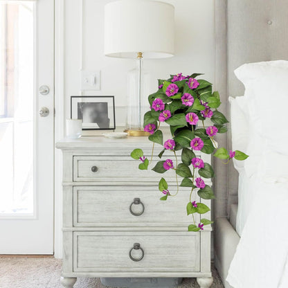 Briful Artificial Hanging Flowers in Pot 25.6" Faux Silk Morning Glory Flower Vine with Cascading