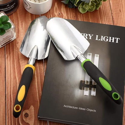 2 Pcs Garden Trowel Hand Shovel Tool Soil Scoop with Soft Rubberized Non Slip Handle Aluminum Alloy