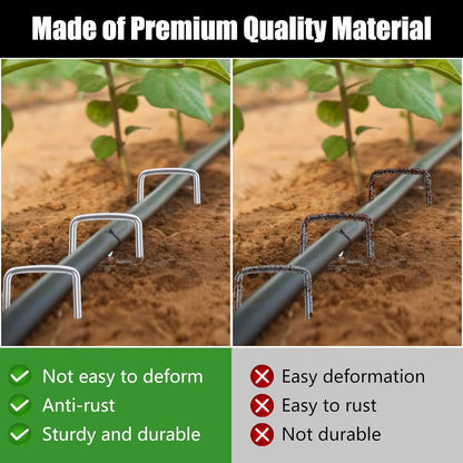 FEED GARDEN 6 Inch 50 Pack Hot-dip Galvanized Landscape Staples Plant Cover Stakes 11 Gauge Tent