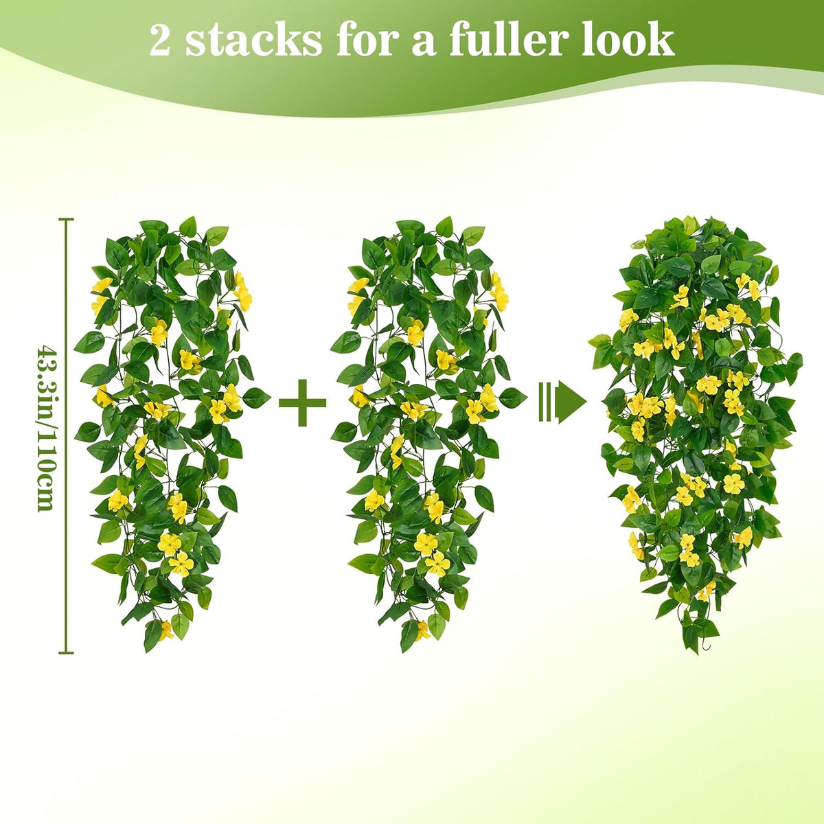 BLEUM CADE Artificial Hanging Flowers for Outdoors, 2pcs Fake Hanging Plants Pothos Vines with