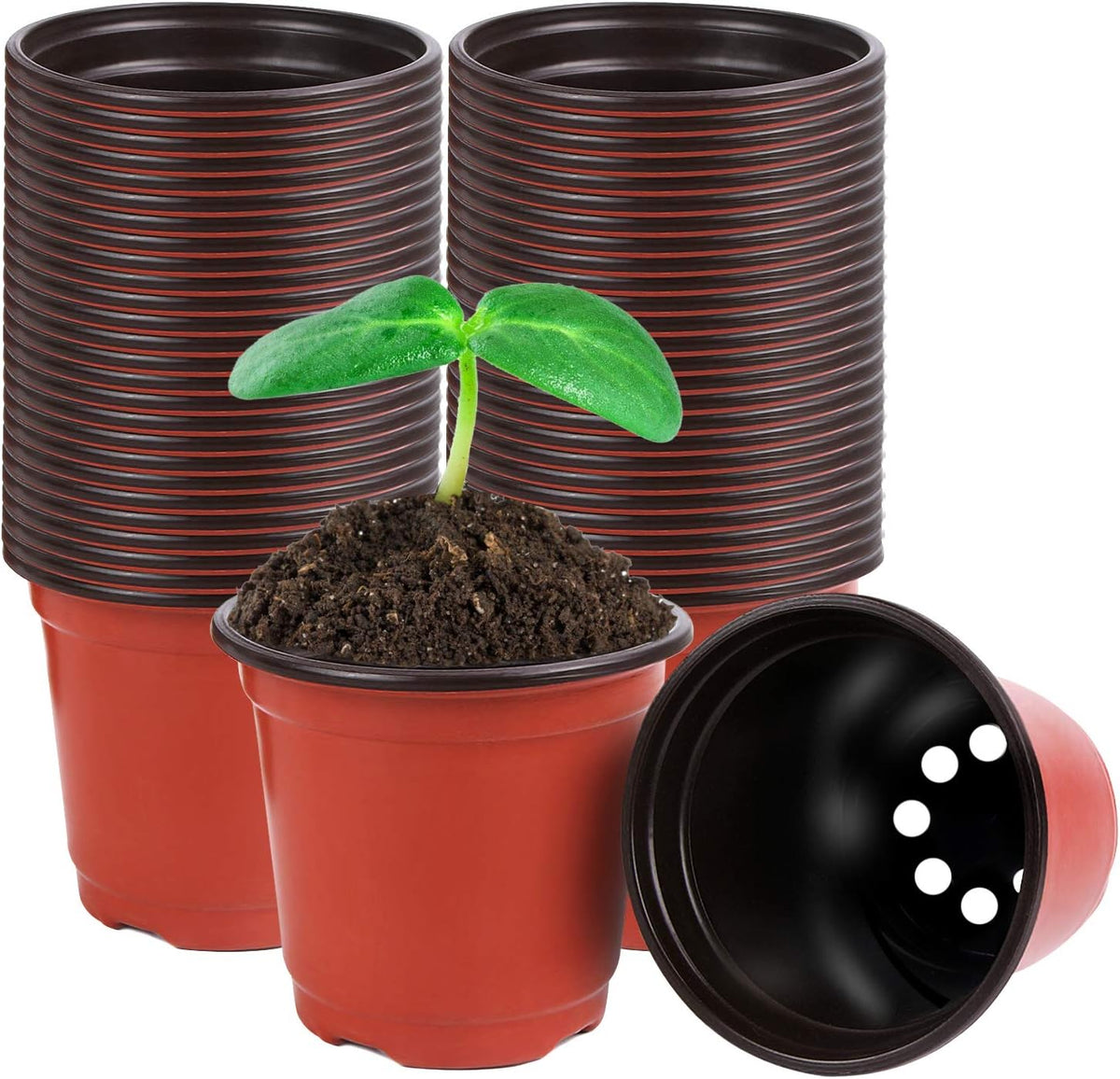 Augshy Plant Pots,40 Pcs 4" Plastic Plant Nursery Seed Starting Pots Nursery Pots for Succulent