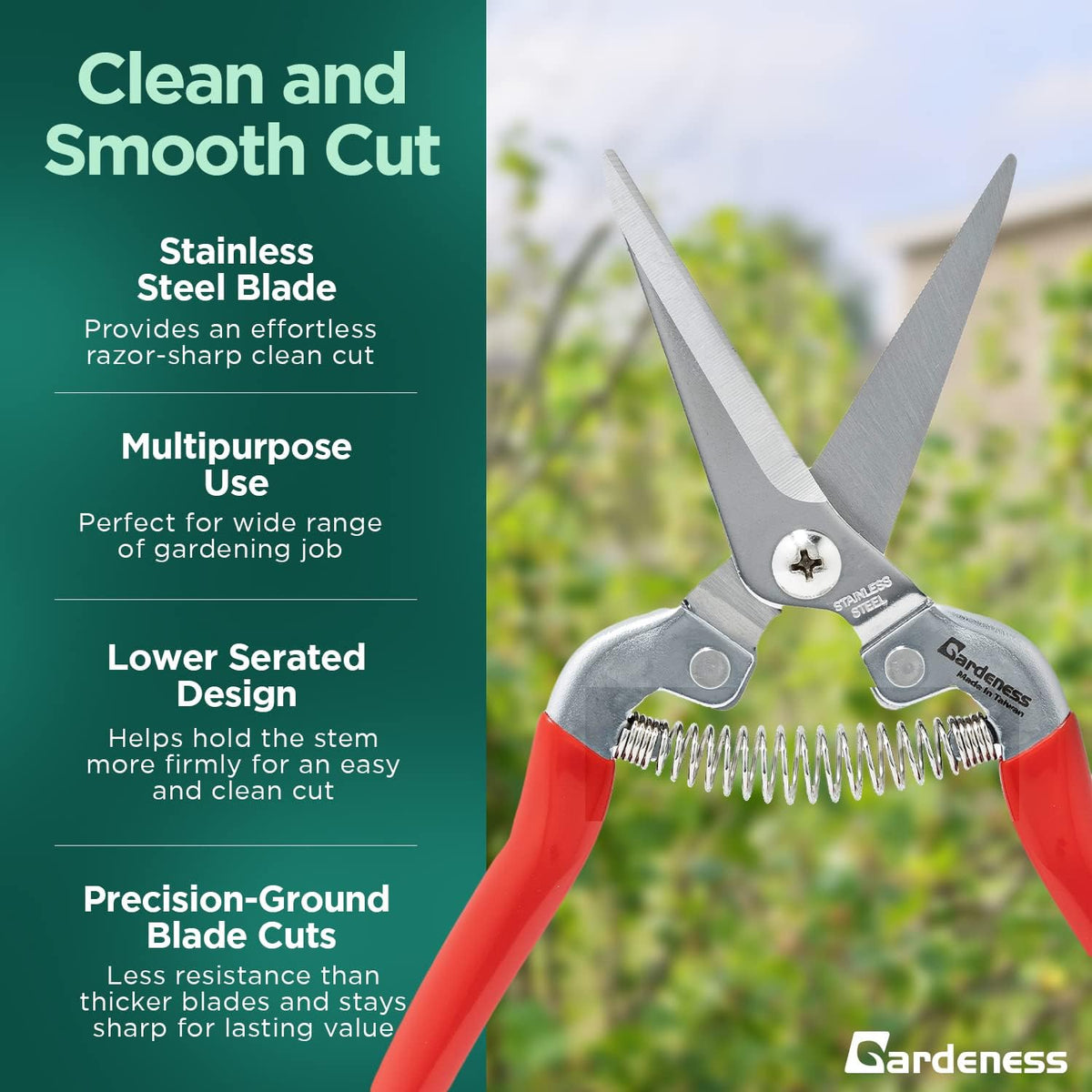 Gardeness 12PCS Pruning Shear Straight Pruning Snip with Stainless Steel Serrated Blade, Adjustable