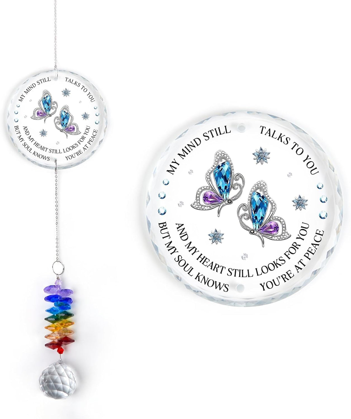 Glass Suncatcher Ornament - Memorial Gift for Loss of Loved One - My Mind Still Talks to You