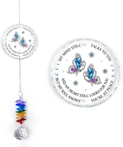 Glass Suncatcher Ornament - Memorial Gift for Loss of Loved One - My Mind Still Talks to You