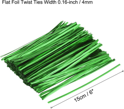 MECCANIXITY Foil Twist Ties 6" 15cm Metallic Plastic Closure Tie for Tying Bread, Candy, Cookies