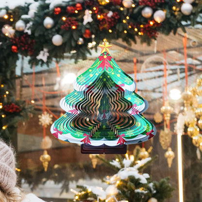 Christmas 3D Wind Spinners Ornament, 12in Large Stainless Steel Outdoor Christma Tree for Winter