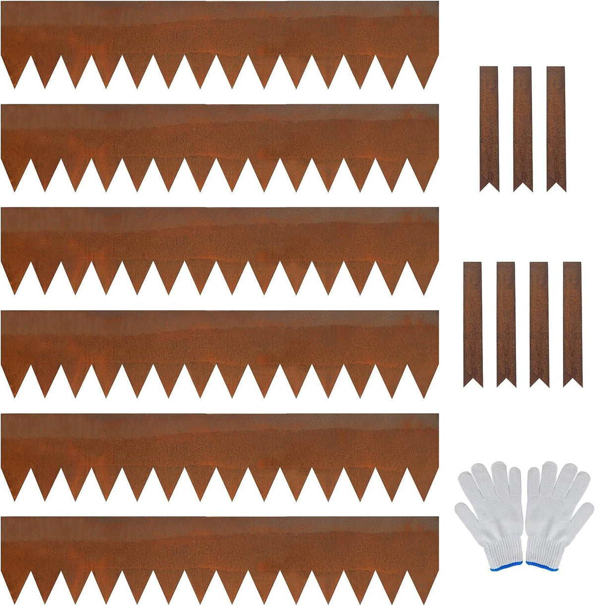 Worth Garden 6 Pack Cor-Ten Steel Landscape Edging w/Rust Patina Finish - 40" L x 8" H Strips