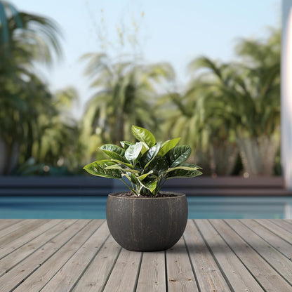 Kante 19.9" Dia Round Concrete Planter, Outdoor/Indoor Large Bowl Plant Pots with Drainage Hole and