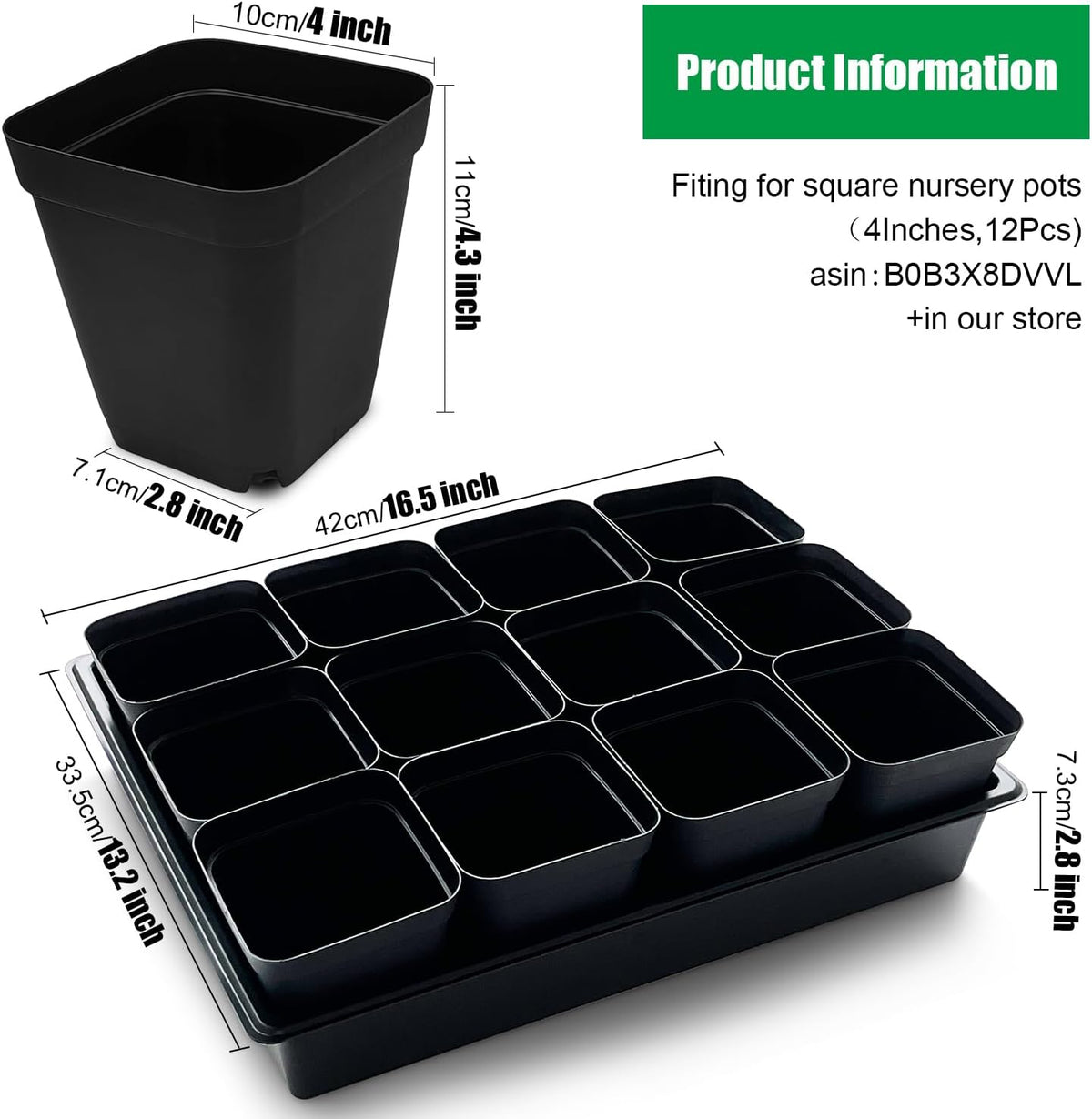 Seed Starter Tray, 5 Packs Plant Tray, Durable Plastic Growing Trays, Stackable Seedling Starter