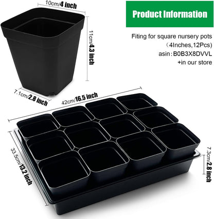 Seed Starter Tray, 5 Packs Plant Tray, Durable Plastic Growing Trays, Stackable Seedling Starter