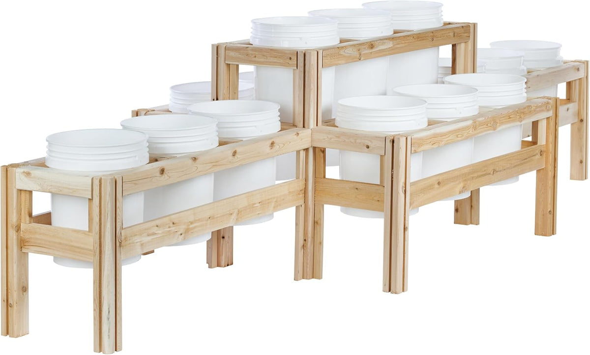 Greenes Fence Two-Tiers Fifteen Bucket Elevated Cedar Wood Garden Frame, 125 in. x 43 in. x 30 in.