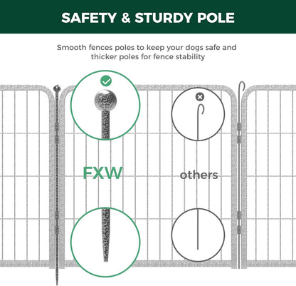 FXW Garden Fence Outdoor for The Yard – 24in(H) x 30.4ft(L) Heavy Duty Metal Animal Barrier for Dog