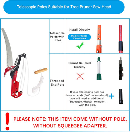 BAYTORY Extendable Tree Pruner Saw Head Without Pole, High-Altitude Branches Trimmer Pruning