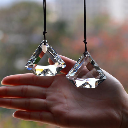 2PCS Clear Diamond Crystal Sun Catcher Prisms, STINO Hanging Suncatchers with Glass Prism, Rainbow