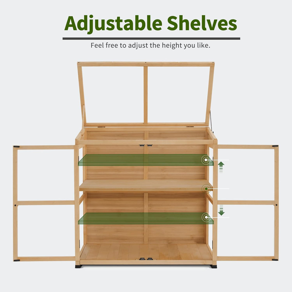 Macrout Wooden Cold Frame Greenhouse Cabinet Kit with Adjustable Shelf and Lockable Door, Fully