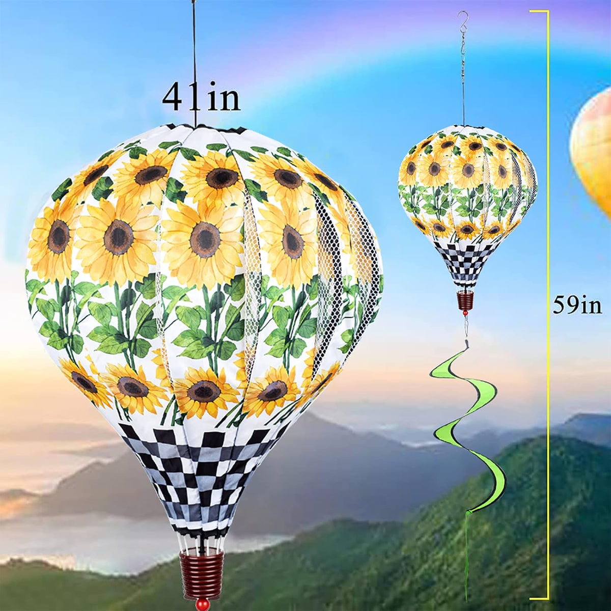 Giant Sunflower Hot Air Balloon Garden Wind Spinners Large Pinwheels Whirligigs Windmill Toys for