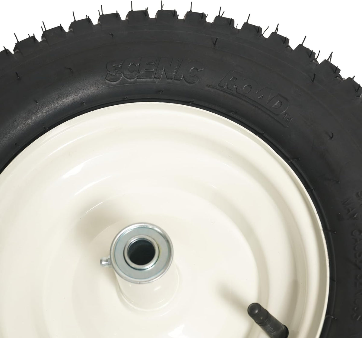 SCENIC ROAD Wheelbarrow Replacement Tire, 16" Wheel with Bearing and Grease Fitting, 4-Ply Turf Tire