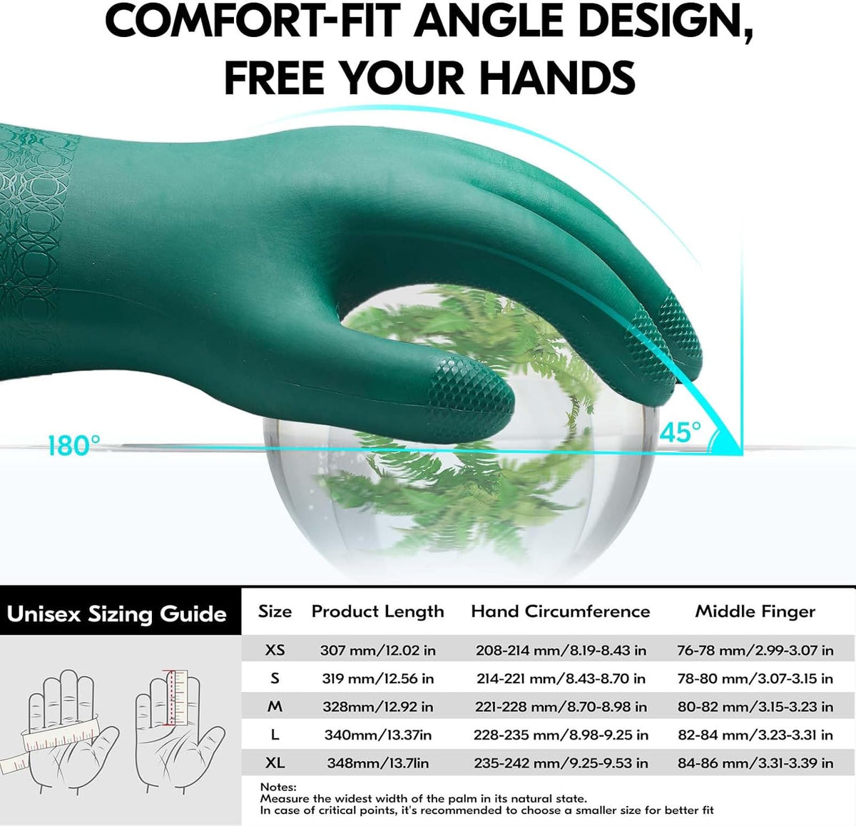 Vgo... Extra Long Gardening Gloves,Double-layer,Waterproof,Slip-Resistant,Chemical-Resistant Glove